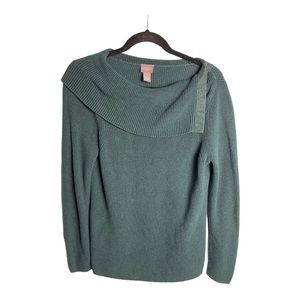 Chicos forest green overlap knit sweater size Small